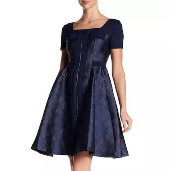 Designer Hot Sales! ALTON GRAY ALEXIS NAVY FIT & FLARE DRESS - Picture 2 of 3